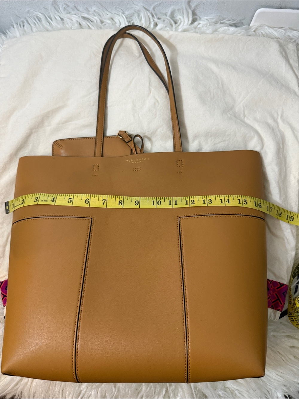 Tory Burch Cognac Leather Tote with Removable Pouch medium - Picture 12 of 14